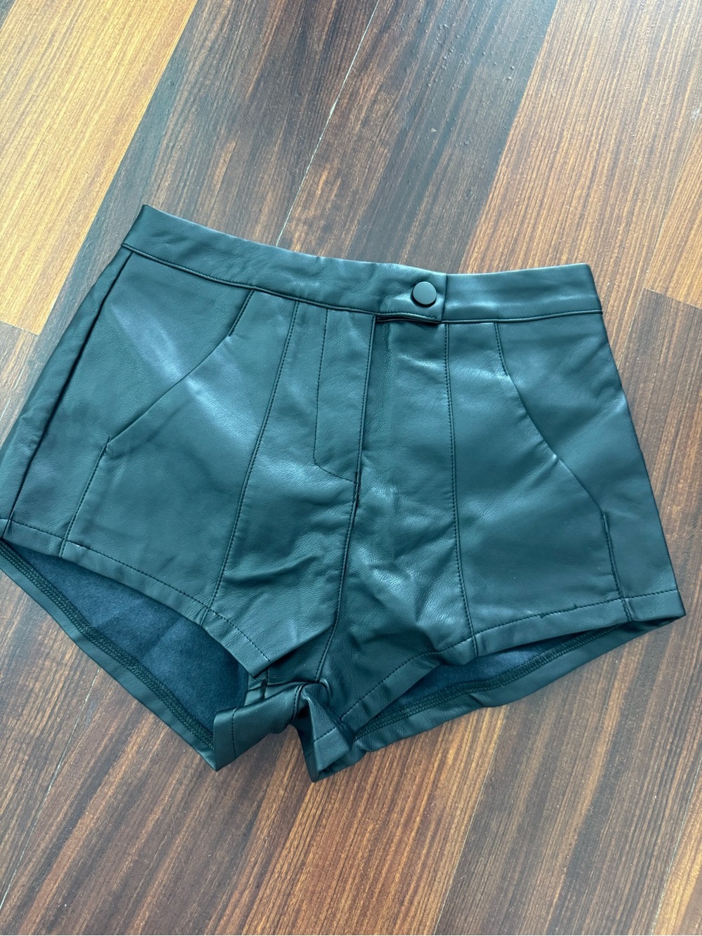 Edikted Black High-Waist Faux Leather Shorts